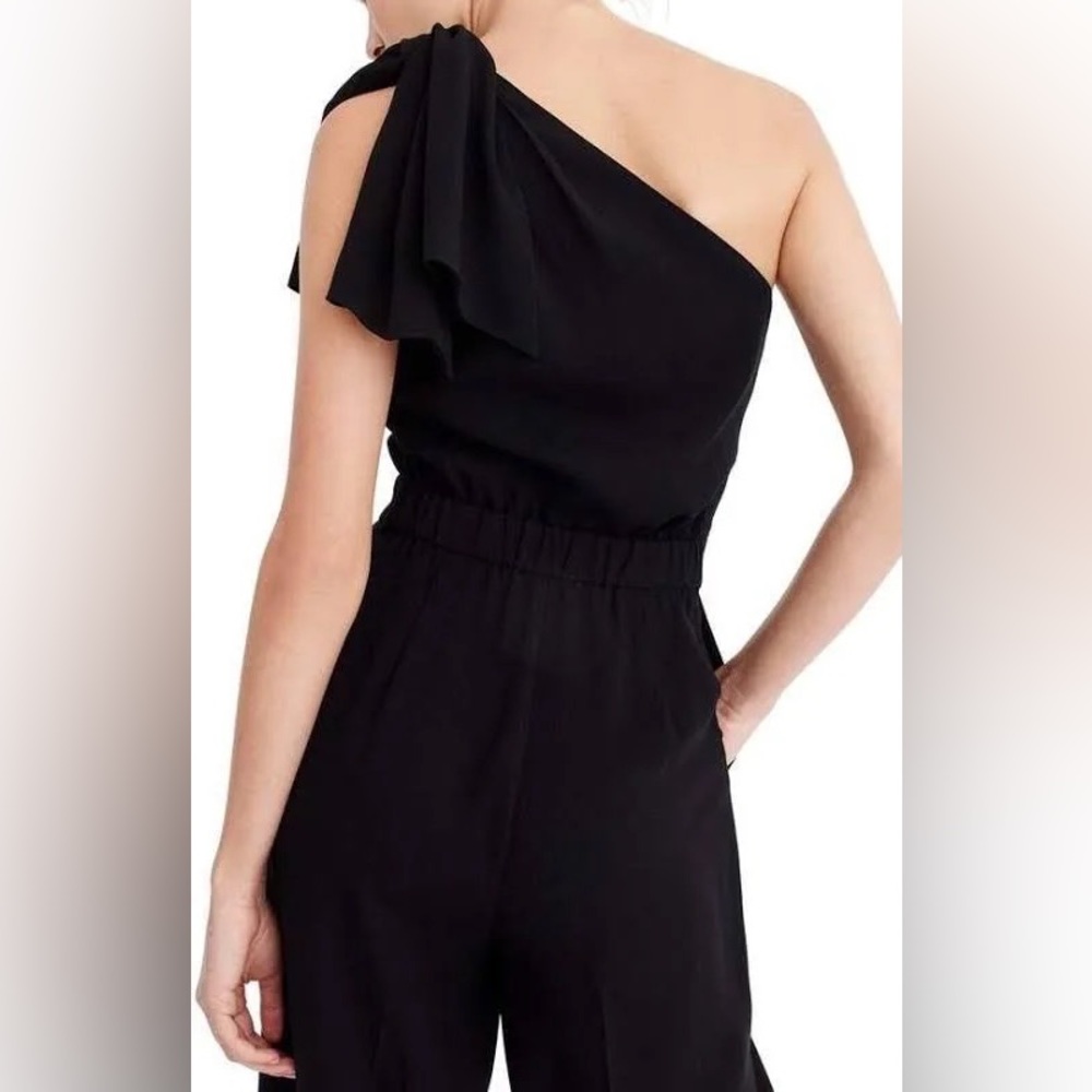 J Crew one shoulder jumpsuit with shoulder bow